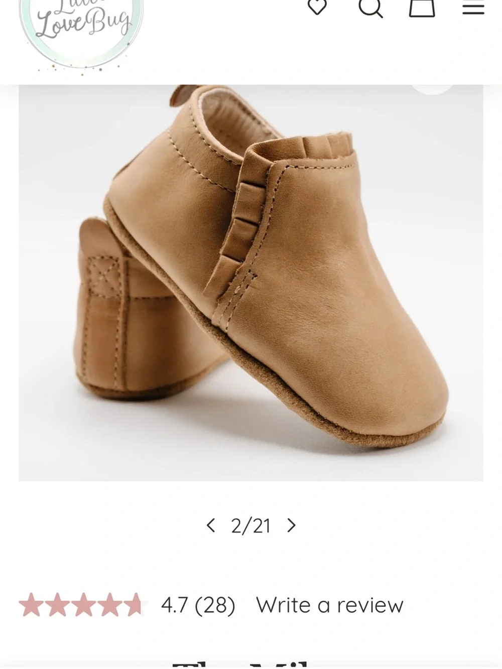 Little Love Bug Tan Leather Moccasins for Kids